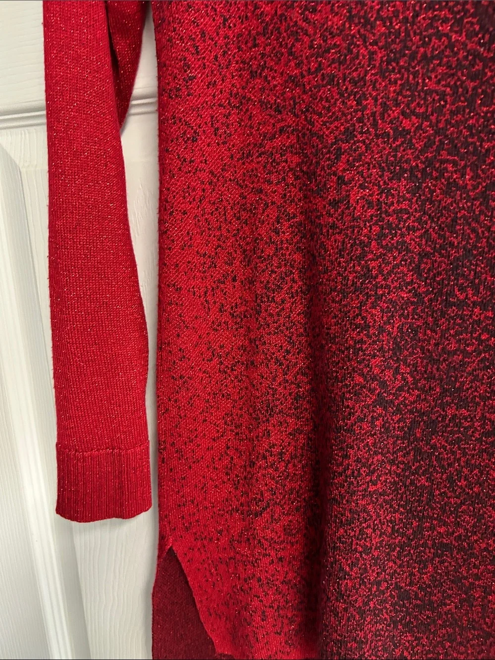 Apt. 9 Red and Black Sparkle Crewneck Sweater